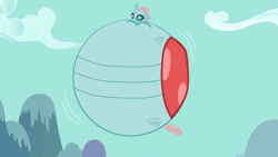 Size: 1024x576 | Tagged: safe, edit, edited screencap, imported from derpibooru, screencap, ocellus, changedling, changeling, air inflation, inflation, sky, solo