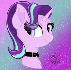 Size: 750x734 | Tagged: safe, artist:orcinuspony, imported from derpibooru, starlight glimmer, pony, unicorn, collar, smiling, solo