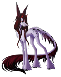 Size: 2175x2714 | Tagged: safe, artist:sadatrix, imported from derpibooru, oc, oc only, oc:mara, earth pony, pony, black sclera, female, horns, mare, simple background, solo, transparent background