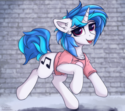 Size: 3600x3200 | Tagged: safe, artist:lakunae, imported from derpibooru, dj pon-3, vinyl scratch, pony, unicorn, clothes, cute, female, looking at you, mare, shirt, smiling, solo, t-shirt