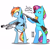 Size: 4000x4000 | Tagged: safe, artist:bonpikabon, imported from derpibooru, rainbow dash, rainbow dash (g3), earth pony, pegasus, pony, bipedal, duality, duo, female, flamethrower, generation leap, generational ponidox, gun, hoof hold, imminent murder, mare, missing cutie mark, oh crap, open mouth, raised hoof, shotgun, simple background, the tables have turned, there can be only one, this will end in death, this will end in tears, this will end in tears and/or death, unamused, weapon, white background