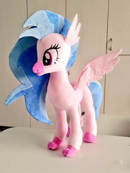 Size: 768x1024 | Tagged: safe, artist:nekokevin, imported from derpibooru, silverstream, classical hippogriff, hippogriff, female, irl, photo, plushie, smiling, solo, spread wings, wings