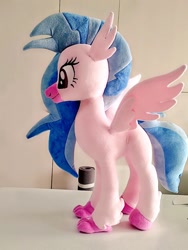 Size: 768x1024 | Tagged: safe, artist:nekokevin, imported from derpibooru, silverstream, classical hippogriff, hippogriff, female, irl, photo, plushie, side view, smiling, spread wings, wings