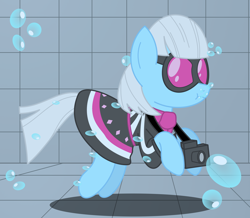 Size: 2988x2600 | Tagged: safe, artist:bladedragoon7575, imported from derpibooru, photo finish, earth pony, pony, bubble, camera, female, holding breath, mare, solo, swimming pool, underwater