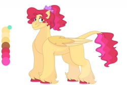 Size: 1280x854 | Tagged: safe, artist:itstechtock, imported from derpibooru, oc, oc only, pegasus, pony, female, leonine tail, magical lesbian spawn, mare, offspring, parent:princess skystar, parent:sunset shimmer, simple background, solo, unshorn fetlocks, white background