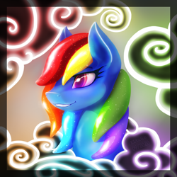 Size: 4000x4000 | Tagged: safe, artist:eltaile, imported from derpibooru, rainbow dash, pegasus, pony, cloud, female, food, jelly, shiny, smiling, solo