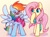 Size: 3340x2480 | Tagged: safe, artist:musicfirewind, artist:wavecipher, imported from derpibooru, fluttershy, rainbow dash, pegasus, pony, >.<, ><, boop, clothes, cute, dashabetes, duo, duo female, eyes closed, female, gradient background, high res, leaf, scarf, self-boop, shyabetes, simple background, spread wings, wings