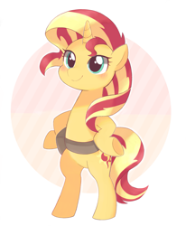 Size: 2385x2894 | Tagged: safe, artist:arrow__root, artist:ginmaruxx, imported from derpibooru, sunset shimmer, pony, unicorn, equestria girls, mirror magic, spoiler:eqg specials, bipedal, blushing, cute, female, high res, hoof on hip, in the human world for too long, mare, pixiv, scene interpretation, shimmerbetes, solo