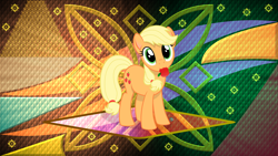 Size: 10240x5760 | Tagged: safe, artist:arifproject, artist:laszlvfx, edit, imported from derpibooru, applejack, earth pony, pony, apple, cute, cutie mark, female, food, fruit, jackabetes, mare, mouth hold, solo, wallpaper, wallpaper edit