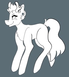 Size: 1080x1193 | Tagged: safe, artist:dellieses, imported from derpibooru, oc, oc only, deer, deer pony, original species, pony, antlers, chest fluff, female, gray background, mare, simple background, smiling, solo