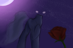 Size: 900x600 | Tagged: safe, artist:ahorseofcourse, the headless horse (character), blushing, cute, flower, rose