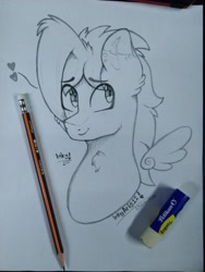 Size: 1536x2048 | Tagged: safe, artist:inkystylus12, imported from derpibooru, oc, oc only, oc:inky stylus, pegasus, pony, adorable face, cute, sketch, smiling, solo, traditional art