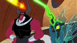 Size: 1920x1080 | Tagged: safe, imported from derpibooru, screencap, lord tirek, queen chrysalis, centaur, the ending of the end, blast, magic, magic blast