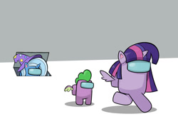 Size: 1200x900 | Tagged: safe, artist:mew-me, imported from derpibooru, spike, trixie, twilight sparkle, alicorn, dragon, unicorn, my little pony: pony life, among us, clothes, hat, imminent murder, impostor, inconvenient trixie, trixie's hat, twilight sparkle (alicorn), vent, winged spike, wings