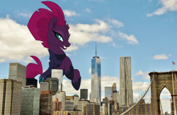 Size: 3000x1950 | Tagged: safe, artist:dashiesparkle, artist:theotterpony, edit, imported from derpibooru, vector edit, tempest shadow, pony, unicorn, armor, broken horn, city, giant pony, highrise ponies, horn, irl, macro, new york, one world trade center, photo, ponies in real life, rearing, solo, story in the source, story included, vector