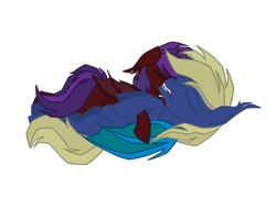 Size: 1451x1043 | Tagged: safe, artist:cosmiceclipsed, artist:tikibat, derpibooru exclusive, imported from derpibooru, oc, oc only, oc:scarlet eclipse, oc:silver eclipse, bat pony, pony, bat pony oc, bat wings, cuddling, cute, duo male and female, ear fluff, eyes closed, fangs, female, male, mare, membranous wings, simple background, sleeping, stallion, transparent background, wings