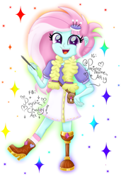 Size: 819x1200 | Tagged: safe, artist:payshiechastityart, imported from derpibooru, kerfuffle, equestria girls, :d, amputee, boots, clothes, cute, equestria girls-ified, female, fufflebetes, happy, open mouth, prosthetic leg, prosthetic limb, prosthetics, shoes, signature, skirt, smiling, solo