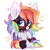 Size: 3000x3000 | Tagged: safe, artist:pesty_skillengton, imported from derpibooru, oc, oc only, bat pony, pony, bat pony oc, bat wings, chibi, cute, female, heart, heart eyes, mare, multicolored hair, rainbow hair, solo, wingding eyes, wings