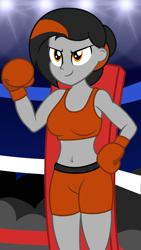 Size: 1080x1920 | Tagged: safe, artist:toyminator900, imported from derpibooru, oc, oc only, oc:dusk strike, equestria girls, boxing, boxing gloves, boxing ring, equestria girls-ified, female, solo, sports