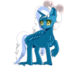 Size: 1024x1024 | Tagged: safe, artist:sakimiaji, imported from derpibooru, oc, oc only, oc:fleurbelle, alicorn, pony, adorabelle, alicorn oc, bow, cheek fluff, chest fluff, cute, female, fetlock tuft, hair bow, horn, mare, simple background, solo, transparent background, wingding eyes, wings, yellow eyes