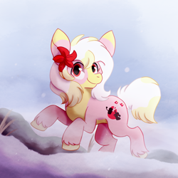 Size: 1100x1100 | Tagged: artist needed, safe, imported from derpibooru, oc, oc only, oc:carmen garcía, earth pony, pony, female, smiling, snow