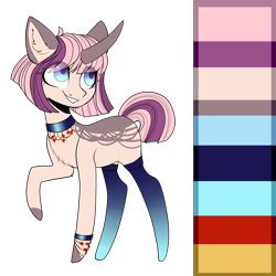 Size: 3000x3000 | Tagged: safe, artist:helemaranth, imported from derpibooru, oc, oc only, pony, unicorn, choker, clothes, colored hooves, grin, horn, looking back, raised hoof, reference sheet, simple background, smiling, socks, solo, transparent background, unicorn oc