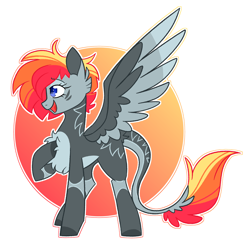 Size: 2552x2569 | Tagged: safe, artist:crazysketch101, imported from derpibooru, oc, oc only, oc:crazy looncrest, pegasus, pony, circle background, leonine tail, simple background, solo, tail, white background