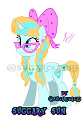 Size: 272x414 | Tagged: safe, artist:payshiechastityart, imported from derpibooru, oc, oc only, pony, unicorn, base used, bow, glasses, hair bow, horn, simple background, solo, unicorn oc, watermark, white background