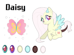 Size: 1686x1248 | Tagged: safe, artist:stellamoonshine, artist:stellamoonshineyt, imported from derpibooru, oc, oc only, oc:daisy, hybrid, female, interspecies offspring, offspring, parent:discord, parent:fluttershy, parents:discoshy, simple background, solo, transparent background