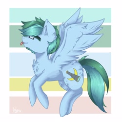 Size: 3000x3000 | Tagged: safe, artist:inlaru, imported from derpibooru, oc, oc only, pegasus, pony, chibi, digital art, gift art, happy, pegasus oc, simple background, solo, wings