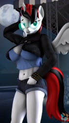 Size: 2160x3840 | Tagged: safe, artist:kasjer19, imported from derpibooru, oc, oc only, oc:vani, alicorn, anthro, 3d, alicorn oc, big breasts, breasts, clothes, female, glasses, horn, shorts, solo, source filmmaker, wings