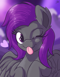 Size: 2550x3300 | Tagged: safe, artist:eisky, imported from derpibooru, oc, oc only, oc:fritzy, pegasus, pony, :p, cute, female, looking at you, night, solo, tongue out, winking at you