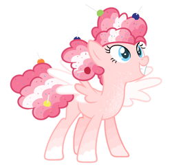 Size: 1024x983 | Tagged: safe, artist:sapphiretwinkle, imported from derpibooru, pinkie pie, pegasus, pony, alternate design, pegasus pinkie pie, race swap, simple background, solo, transparent background, two toned wings, wings