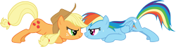 Size: 6000x1602 | Tagged: safe, artist:cloudy glow, artist:cloudyglow, imported from derpibooru, applejack, rainbow dash, fall weather friends, .ai available, duo, simple background, transparent background, vector