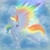 Size: 2048x2048 | Tagged: safe, artist:lunathemoongod, imported from derpibooru, rainbow dash, pegasus, pony, my little pony: pony life, cloud, colored wings, colored wingtips, female, g4.5, glowing mane, multicolored wings, rainbow wings, sky, solo, wings