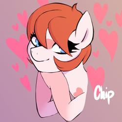 Size: 1200x1200 | Tagged: safe, artist:plaguemare, imported from derpibooru, oc, oc only, oc:chip breeze, pony, heart, simple background, smiling, smug