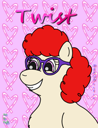 Size: 1024x1336 | Tagged: safe, artist:puffydearlysmith, imported from derpibooru, twist, earth pony, pony, cute, female, filly, glasses, happy, smiling