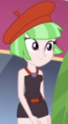 Size: 242x439 | Tagged: safe, imported from derpibooru, screencap, drama letter, watermelody, equestria girls, equestria girls series, spring breakdown, beret, clothes, cropped, female, hat, sleeveless, solo, swimsuit, watermelody swimsuit