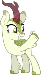 Size: 975x1755 | Tagged: safe, artist:pegasski, imported from derpibooru, oc, oc only, kirin, sounds of silence, base, cloven hooves, eyelashes, grin, horn, looking back, raised hoof, simple background, smiling, solo, transparent background, waving