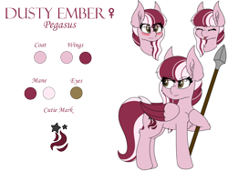 Size: 8000x6000 | Tagged: safe, artist:skylarpalette, imported from derpibooru, oc, oc only, oc:dusty ember, pegasus, pony, :p, blushing, female, fierce, mare, pegasus oc, reference sheet, simple background, solo, spear, standing, tongue out, transparent background, weapon, wings