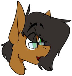 Size: 448x472 | Tagged: safe, artist:kirbirb, imported from derpibooru, oc, oc only, oc:notetaker, pony, eyebrows, eyebrows visible through hair, glasses, male, poggers, simple background, solo, stallion, transparent background