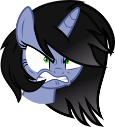 Size: 7816x8656 | Tagged: safe, artist:isaac_pony, imported from derpibooru, oc, oc only, oc:shainer, oc:shainer shrapnel shock, pony, unicorn, angry, black mane, doom, doom equestria, female, heart, rage, show accurate, simple background, solo, transparent background, vector