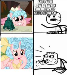 Size: 508x562 | Tagged: safe, artist:beavernator, edit, imported from derpibooru, cozy glow, alicorn, pony, the ending of the end, alicornified, bell, cereal guy, cozycorn, grogar's bell, meme, older, older cozy glow, race swap