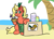 Size: 737x537 | Tagged: safe, artist:jargon scott, imported from derpibooru, oc, oc only, oc:bahama nectar, earth pony, pony, beach, cocktail umbrella, coconut, coconut cup, coconut drink, drink, drinking, drinking straw, ear piercing, female, food, hair accessory, herbivore, hoof hold, ice, juice, mare, mature, ocean, palm tree, picture, piercing, sand, sarong, sitting, smiling, solo, tree, umbrella drink, water