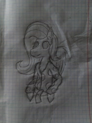 Size: 2448x3264 | Tagged: safe, artist:terminalhash, imported from derpibooru, fluttershy, anthro, pegasus, pony, semi-anthro, clothes, graph paper, sketch, solo, traditional art