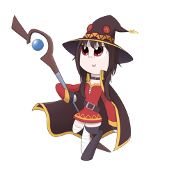 Size: 3200x3200 | Tagged: safe, artist:kaukanghong, imported from derpibooru, earth pony, pony, anime, clothes, crossover, konosuba, magic wand, megumin, ponified, simple background, solo, transparent background