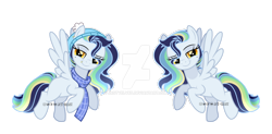 Size: 1280x629 | Tagged: safe, artist:jxstvelvet, imported from derpibooru, oc, oc only, oc:cloud snow, pegasus, pony, clothes, deviantart watermark, female, mare, obtrusive watermark, scarf, simple background, solo, transparent background, watermark