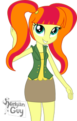 Size: 688x1091 | Tagged: safe, artist:katnekobase, artist:wouterthebelgian1999, imported from derpibooru, oc, oc:copycat, human, equestria girls, base used, clothes, inkscape, jacket, pigtails, shirt, simple background, skirt, transparent background, vector