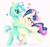 Size: 1280x1212 | Tagged: safe, artist:victoriahwinter, imported from derpibooru, bon bon, lyra heartstrings, sweetie drops, earth pony, unicorn, the last problem, alternate hairstyle, bipedal, dancing, duo, female, floating heart, heart, heart eyes, lesbian, lidded eyes, looking at each other, lyrabon, older bon bon, older lyra heartstrings, shipping, simple background, solo, standing, standing on one leg, wingding eyes