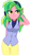 Size: 806x1388 | Tagged: safe, artist:rosemile mulberry, imported from derpibooru, lemon zest, equestria girls, alternate clothes, alternate costumes, alternate hairstyle, clothes, cute, eyeshadow, female, hand on head, headphones, makeup, pants, raised eyebrow, simple background, solo, transparent hair, vest, white background, zestabetes